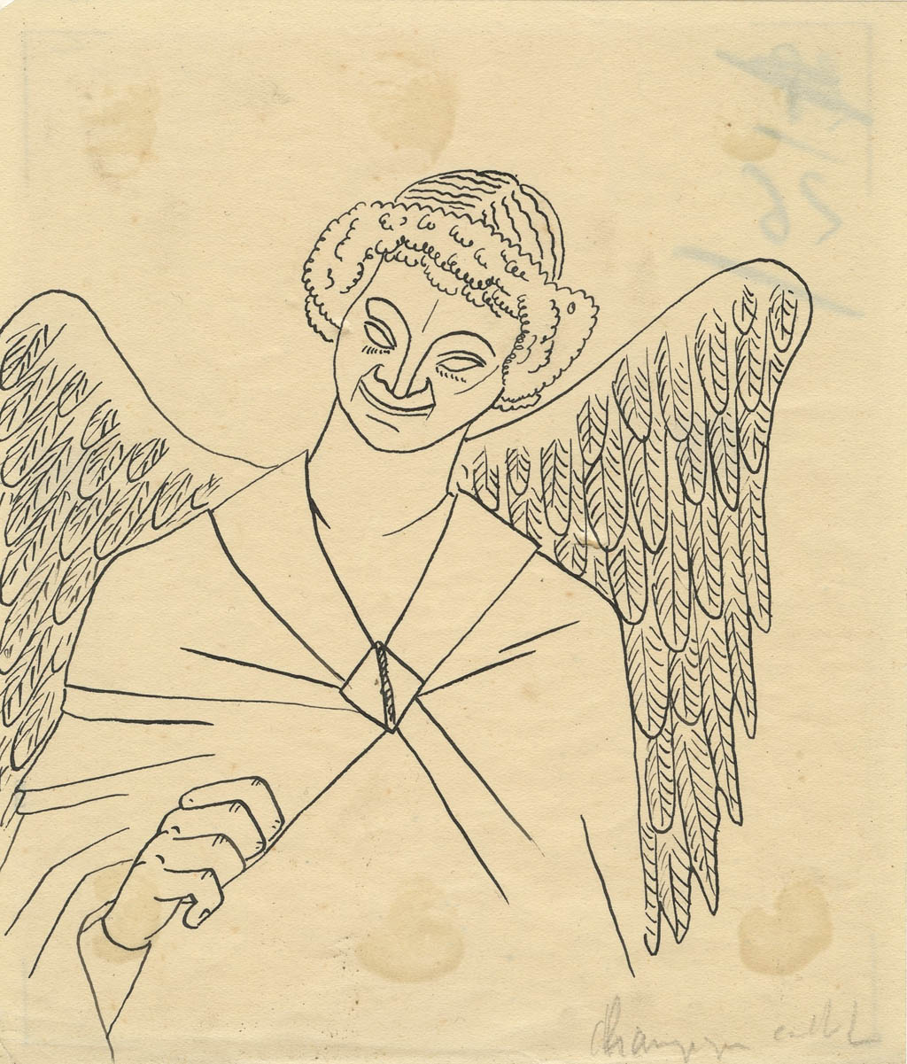 Felix Labisse - L'ange de Reims - c.1942 ink on paper